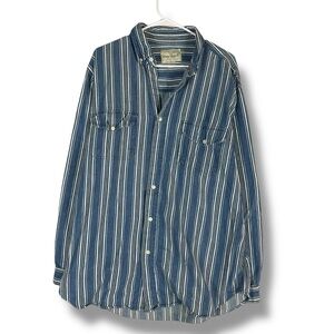 Greatland Shirt Mens L Large Blue Long Sleeve Button Up Workwear Casual Pockets